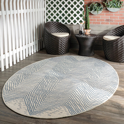 Chevron Pattern Indoor Outdoor Area Rug Blue 150x240 cm