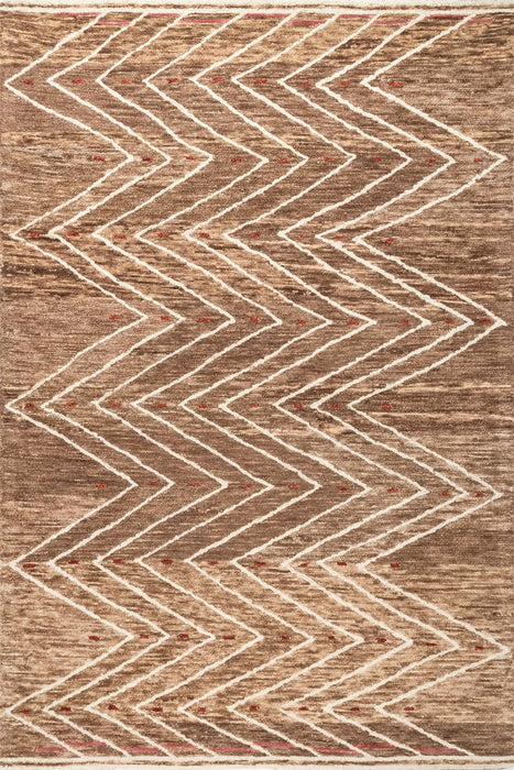 Tappeto in misto lana con motivo Chevron, 150 cm x 240 cm, marrone