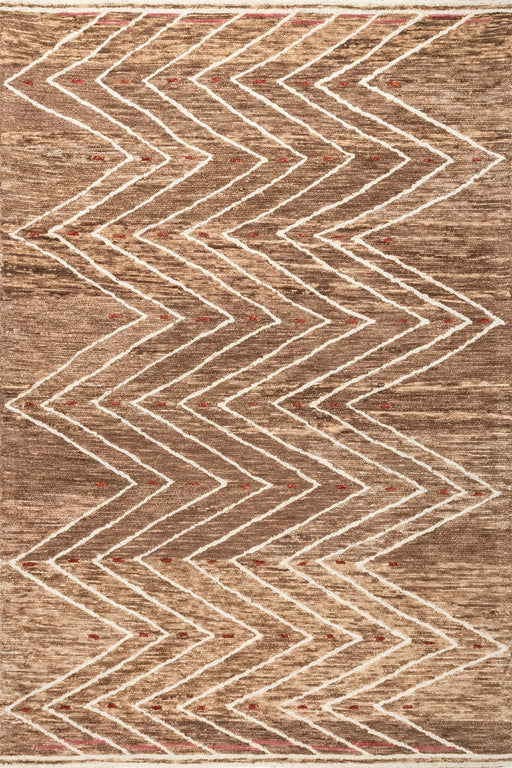 Chevron Pattern Wool-Blend Area Rug 150 cm x 240 cm Brown