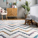 Chevron Shag Area Rug in Ivory for Stylish Home Decor