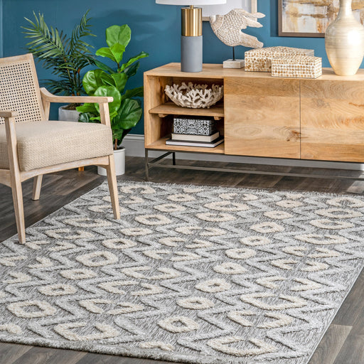 Chevron Trellis vloerkleed grijs 152x244 cm