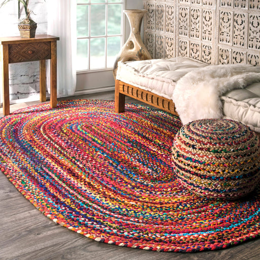 Chindi Braided Area Rug 120cm Multicolor Handmade in India