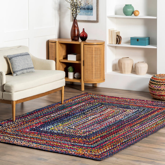 Chindi Braided Area Rug 152 cm Multicolor Design