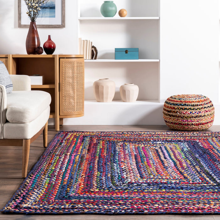 Chindi Braided Area Rug 152 cm Multicolor Design