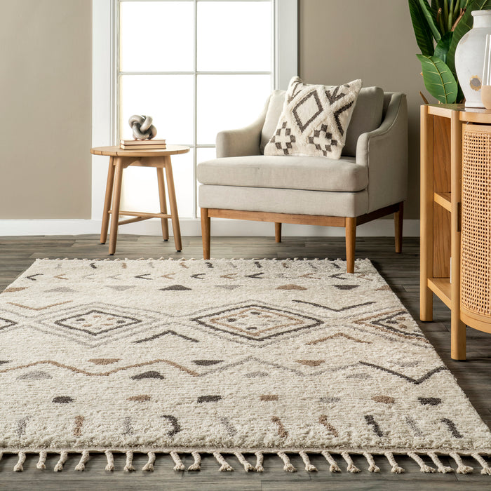 Christina Beige Abstract Symbols Area Rug 140x200 cm