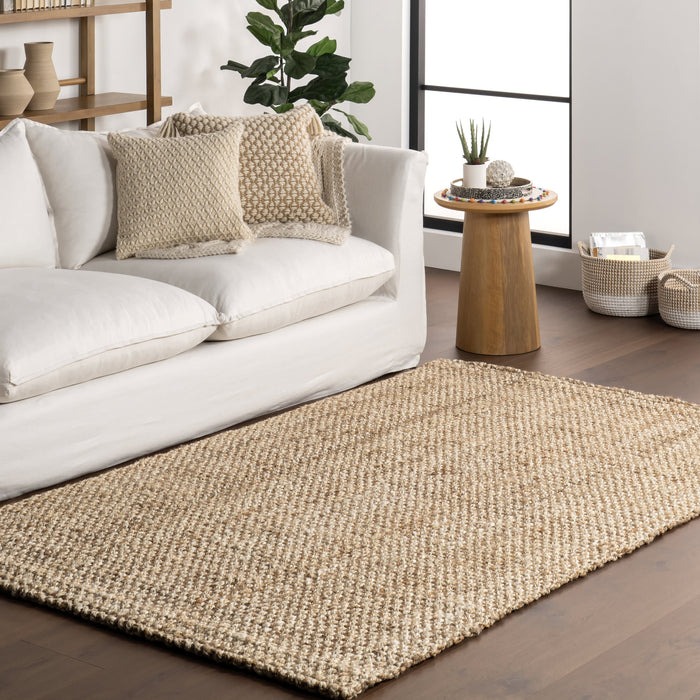 Chunky Handlooped Jute Rug 120 cm Natural Rustic Accent