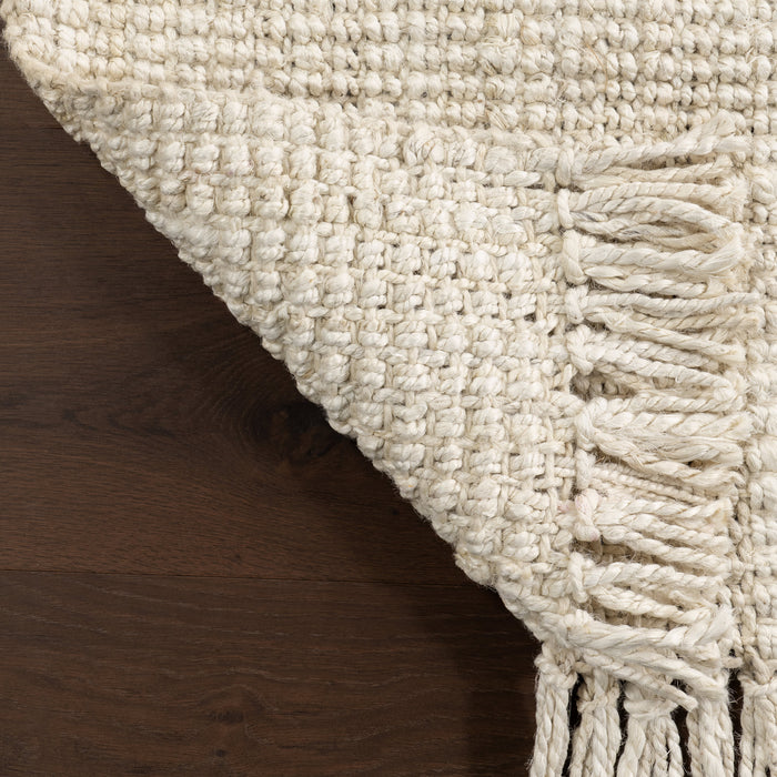 Chunky Jute Rug With Tasseled Design Off White 120x180 cm