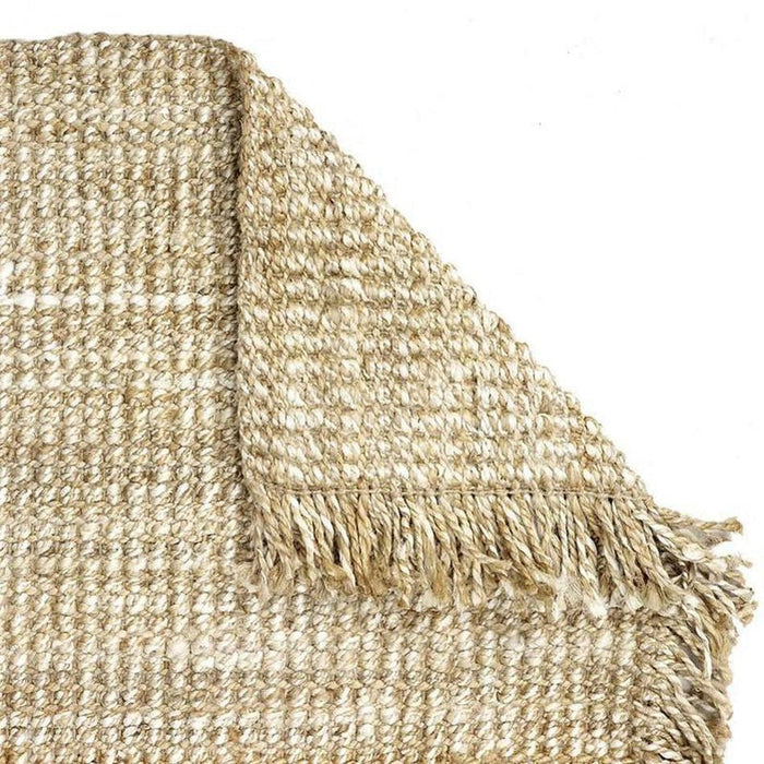 Chunky Jute Tassel Loose Open Weave Hand-Woven Natural Fibre Flatweave Gold/Cream Rug