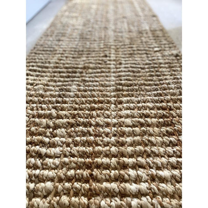 Chunky Jute Tassel Loose Open Weave Hand-Woven Natural Fibre Flatweave Gold/Cream Rug