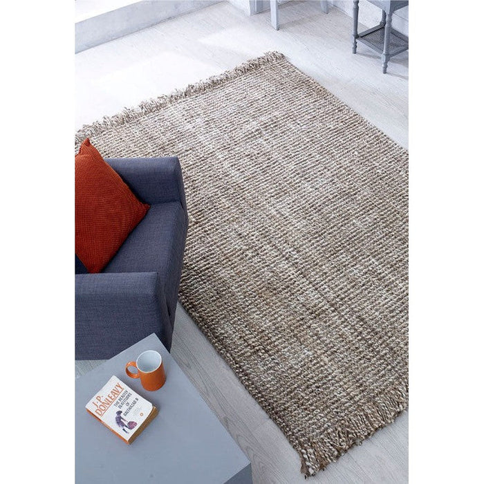 Chunky Jute Tassel Loose Open Weave Hand-Woven Natural Fibre Flatweave Grey/Cream Rug