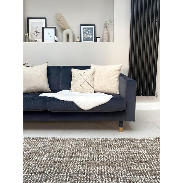 Chunky Jute Tassel Loose Open Weave Hand-Woven Natural Fibre Flatweave Grey/Cream Rug