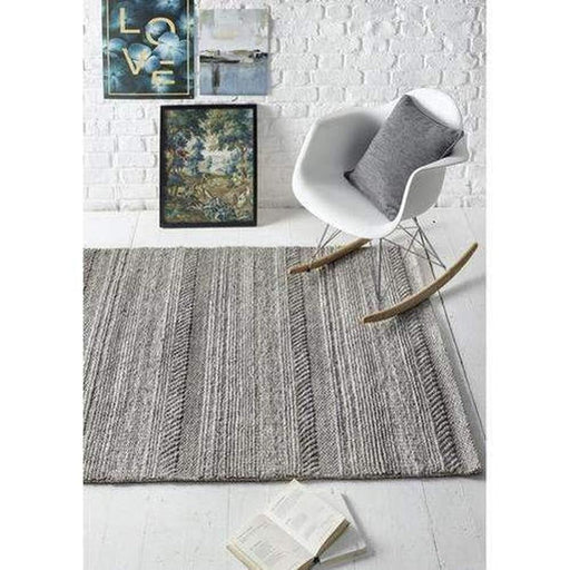 Chunky Knit Modern Plain Subtle Stipe Mottled Beaded Pebble Hand-Woven Textured Hi-Low Wool Flat-Pile Natural Rug