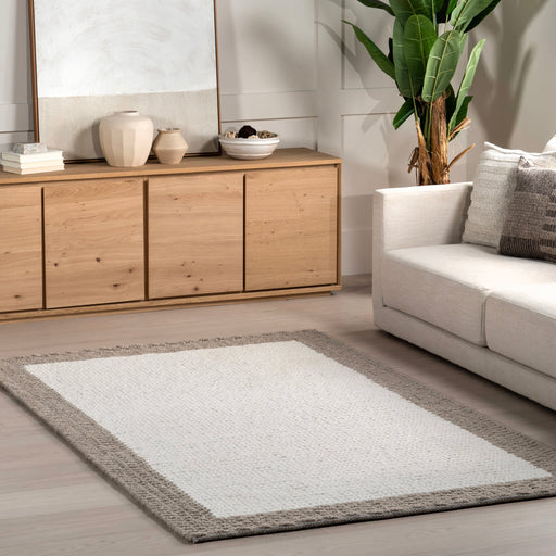 Chunky Knit Wool Area Rug in Ivory 140x200 cm