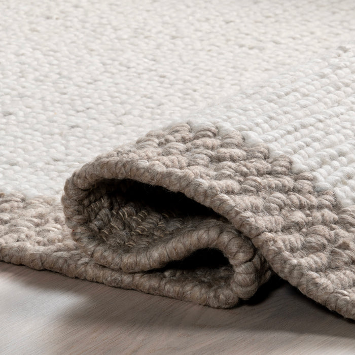 Chunky Knit Wool Area Rug in Ivory 140x200 cm