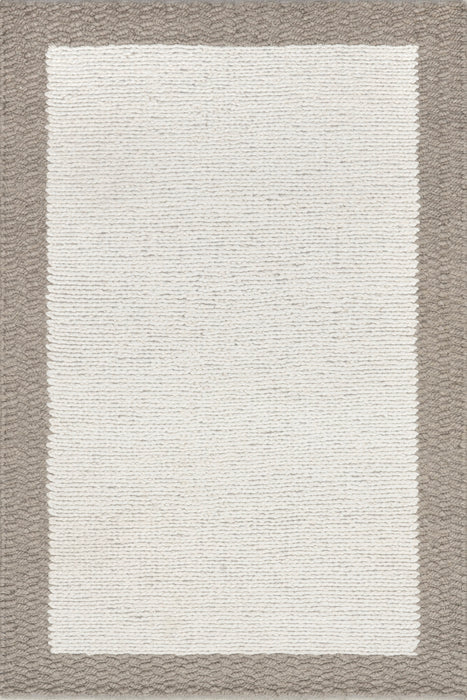 Chunky Knit Wool Area Rug in Ivory 140x200 cm