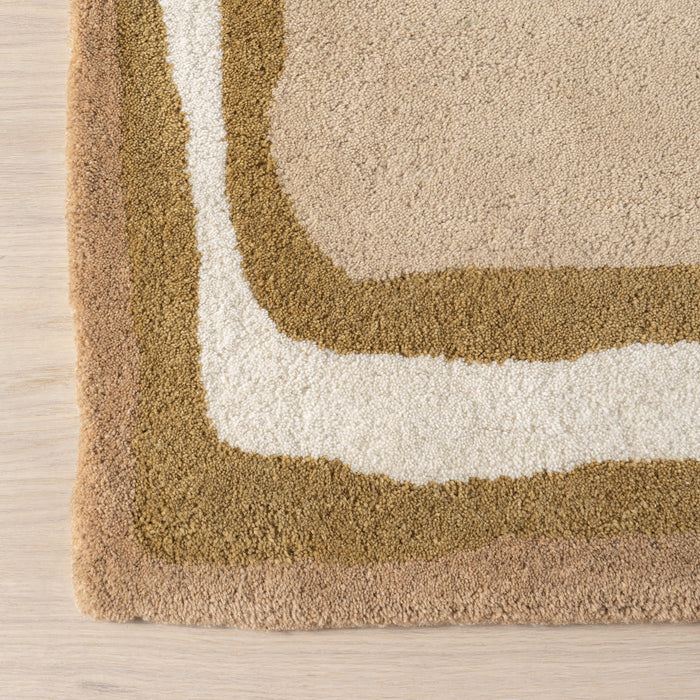 Churia Wool Rug With Abstract Borders In Taupe