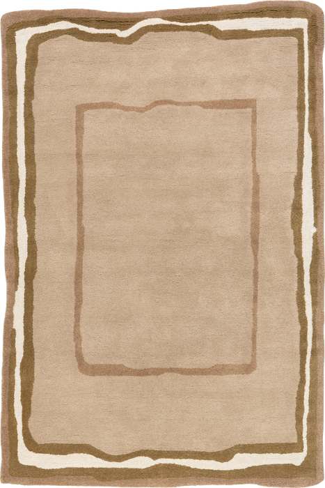 Churia Wool Rug With Abstract Borders In Taupe