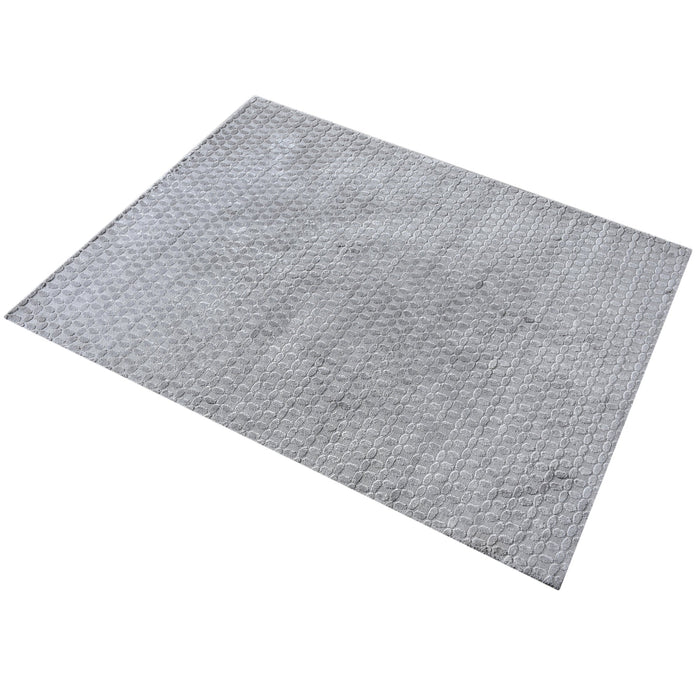 Circular Knitted Viscose Rug in Grey