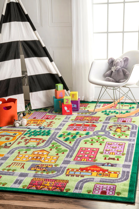 City Playroom Rug for Kids in Vibrant Colors