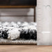 Classic Black And White Striped Shag Area Rug 150cm x 240cm