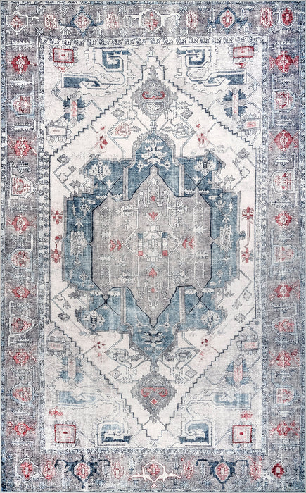 Classic Blue Medallion Area Rug for Living Room