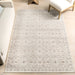 Classic Floral Washable Area Rug 80x150 cm Cream