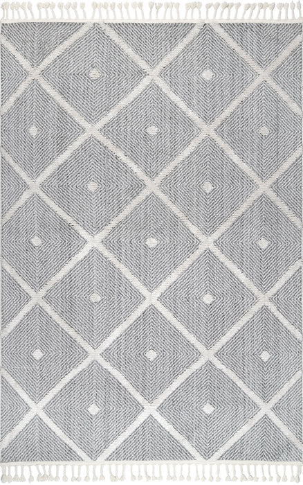 Classic Grey Tassel Area Rug for High-Traffic Spaces