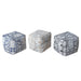 Pouf classico in tessuto jacquard in blu avorio e beige