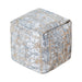 Pouf classico in tessuto jacquard in blu avorio e beige