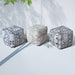 Pouf classico in tessuto jacquard in blu avorio e beige