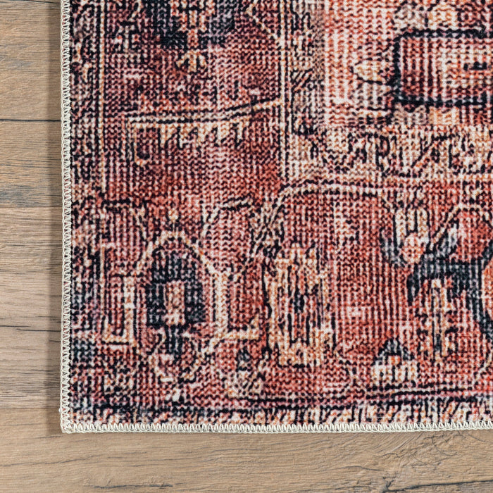 Classic Medallion Printed Area Rug in Pale Terracotta