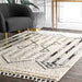 Classic Off White Striped Shag Area Rug 120x180 cm