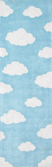 Cloud Area Rug for Nursery in Blue 120cm