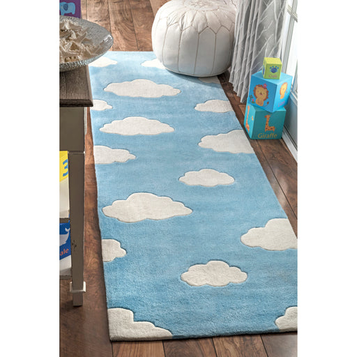 Cloud Area Rug for Nursery in Blue 120cm