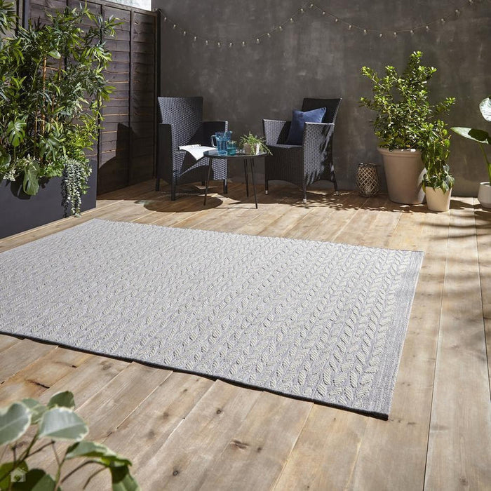 Coast 9421 Moroccan Durable Stain-Resistant Weatherproof Flatweave In-Outdoor Grey/Cream Rug