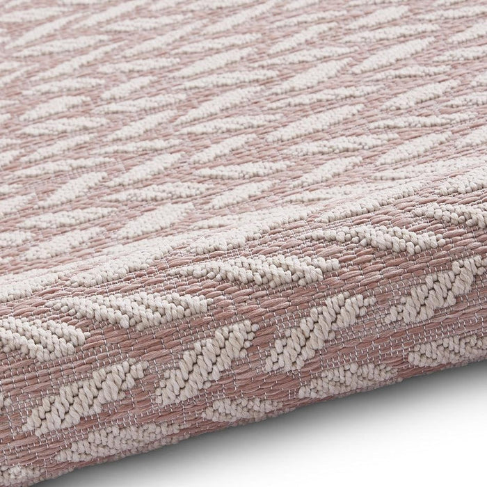 Coast A055 Moroccan Durable Stain-Resistant Weatherproof Flatweave In-Outdoor Rose Pink/Cream Rug