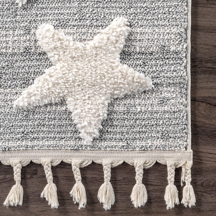 Coastal Starfish Area Rug 150x90 cm Light Grey