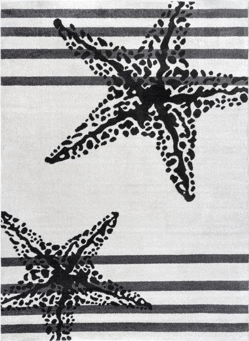 Coastal Starfish Area Rug in Beige