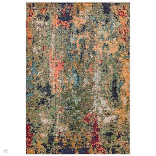 Colores Cloud CO01 Gardenia Modern Abstract Durable Low Short Pile Multicolour/Green/Orange Rug