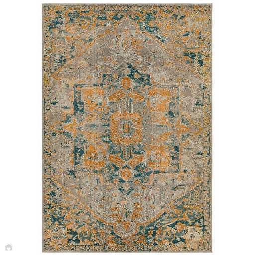 Colores Cloud CO02 Arabesque Modern Abstract Durable Low Short Pile Multicolour/Orange/Green/Yellow/Beige Rug