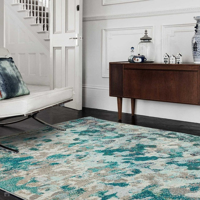 Colores Cloud CO03 Ethereal Modern Abstract Durable Low Short Pile Multicolour/Blue/Teal/Beige/Grey/Cream Rug