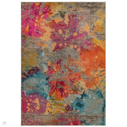 Colores Cloud CO04 Galactic Modern Abstract Durable Low Short Pile Multicolour/Orange/Purple/Blue/Yellow/Grey/Beige Rug