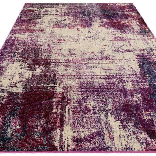 Colores Cloud CO08 Magenta Modern Abstract Distressed Durable Low Short Pile Magenta Purple/Cream Rug