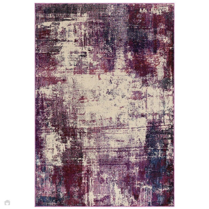 Colores Cloud CO08 Magenta Modern Abstract Distressed Durable Low Short Pile Magenta Purple/Cream Rug