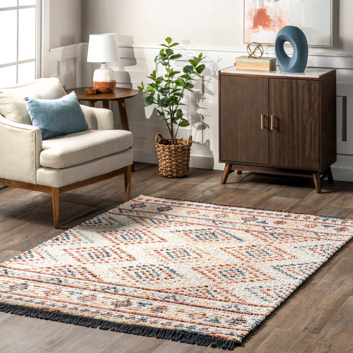 Colorful Aztec Area Rug 160x230 cm Beige