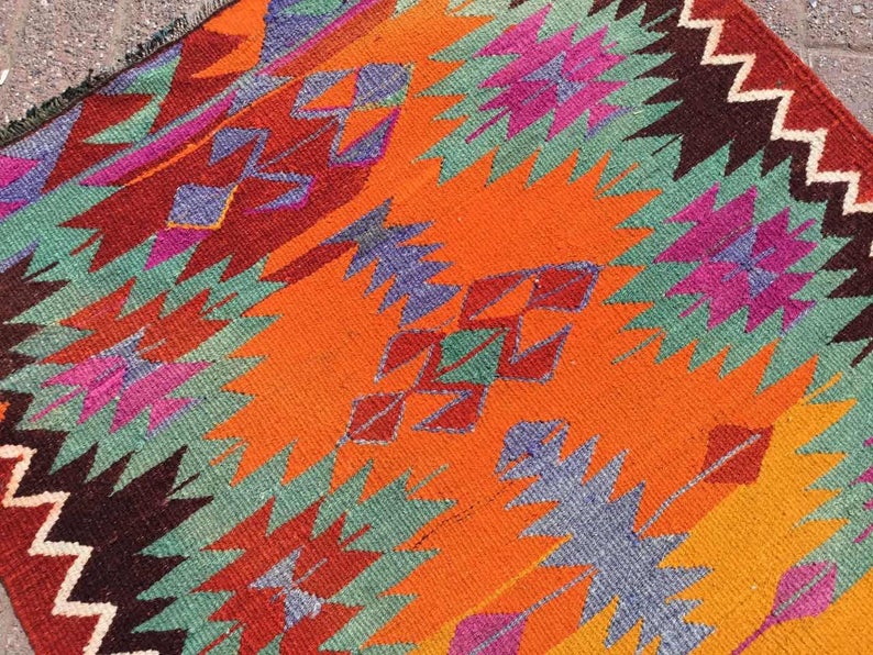 Colorful Bohemian Kilim Rug 123cm x 89cm