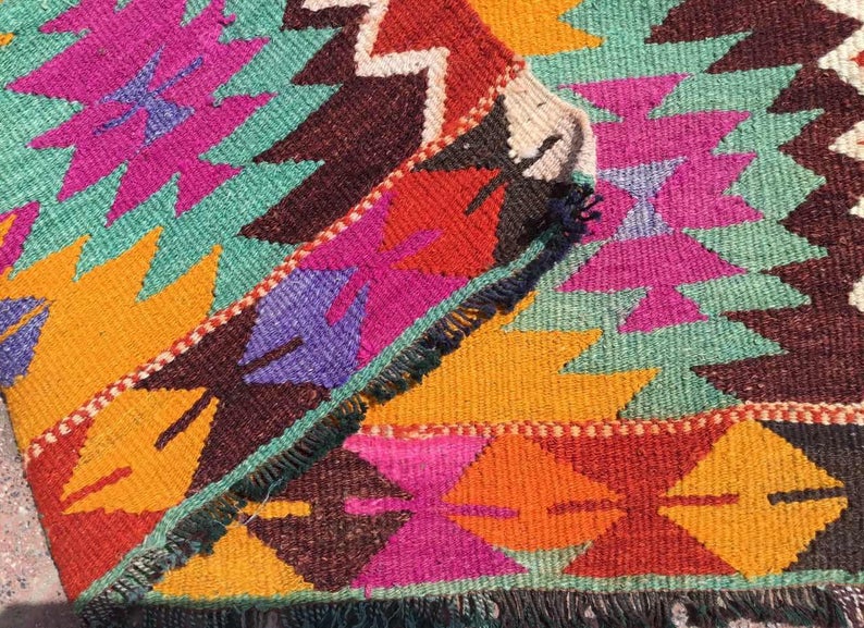 Colorful Bohemian Kilim Rug 123cm x 89cm