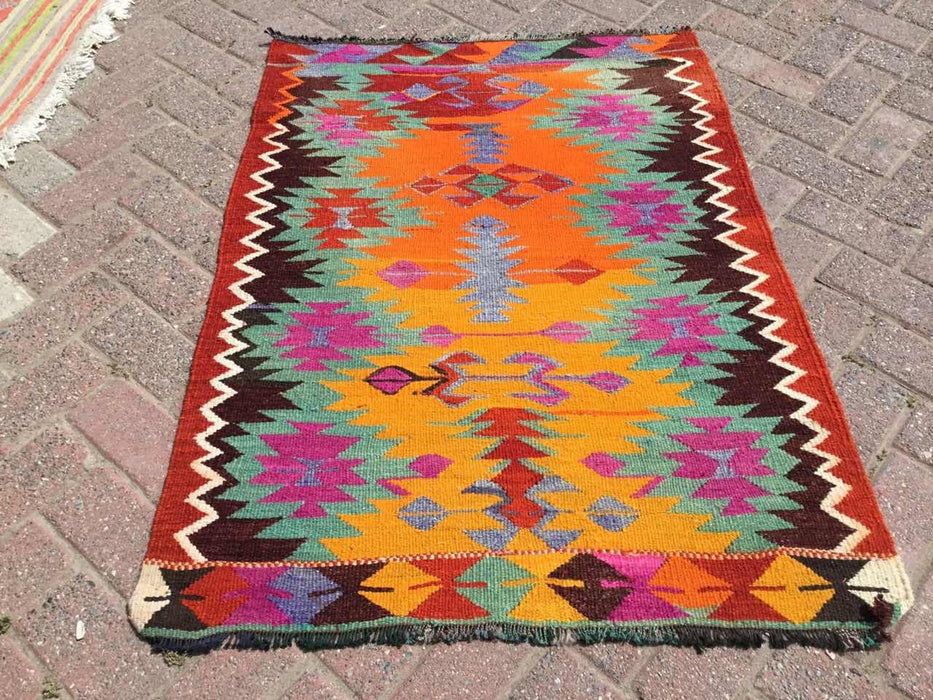 Colorful Bohemian Kilim Rug 123cm x 89cm