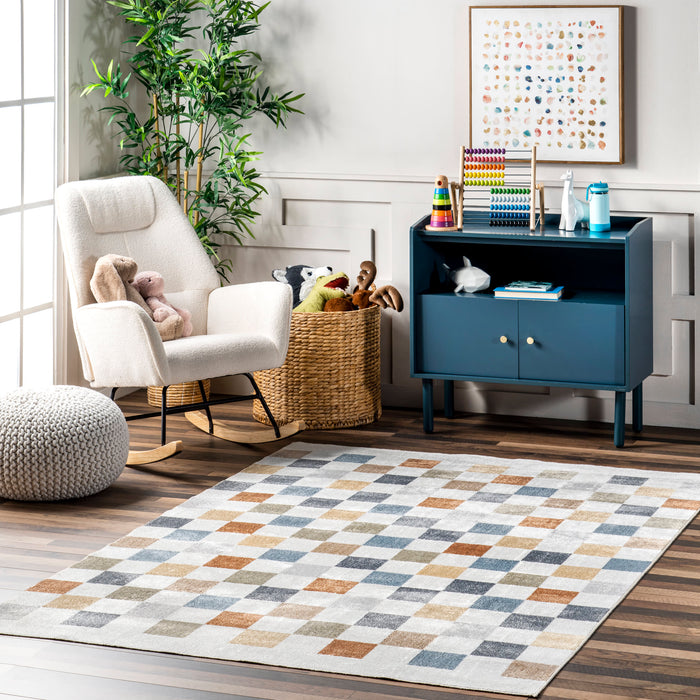 Colorful Checkered Washable Area Rug 120x180 cm