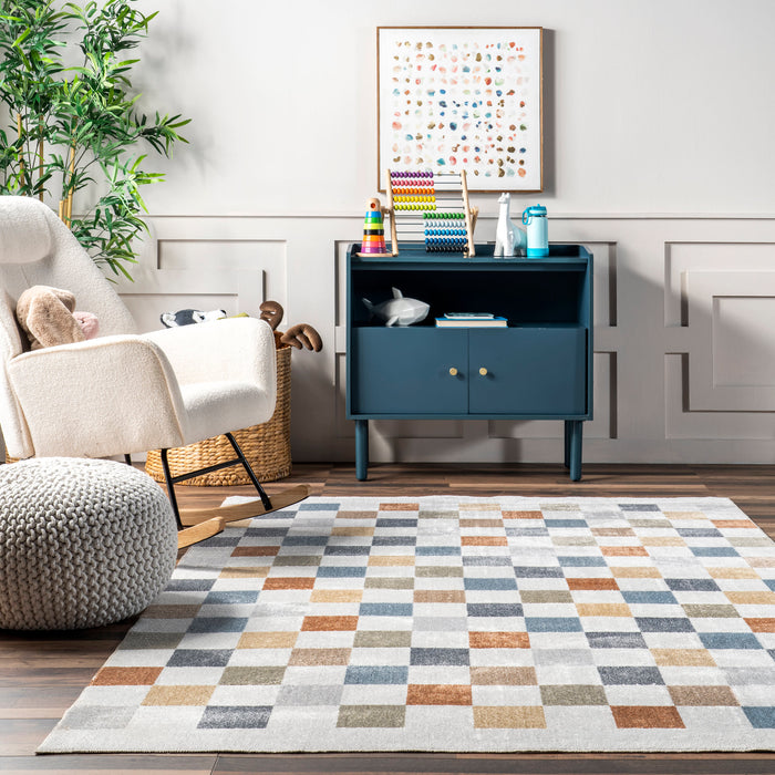 Colorful Checkered Washable Area Rug 120x180 cm